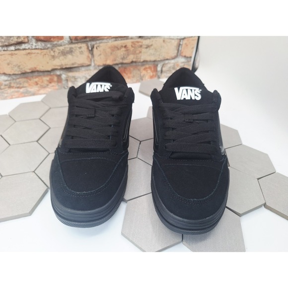 Vans Hylane Men Sz 8 Triple Black Skate Blackout Cat Sneakers Fat Tongue Chunky - Picture 3 of 8